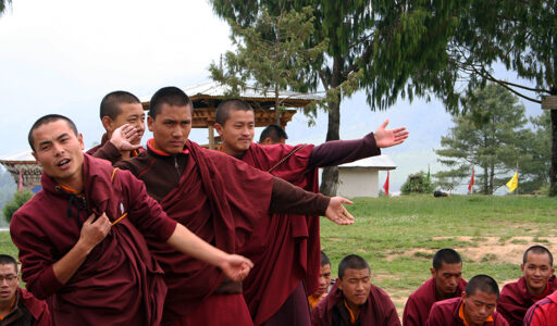 Monks Debating Exercise in Phobjikha Valley
